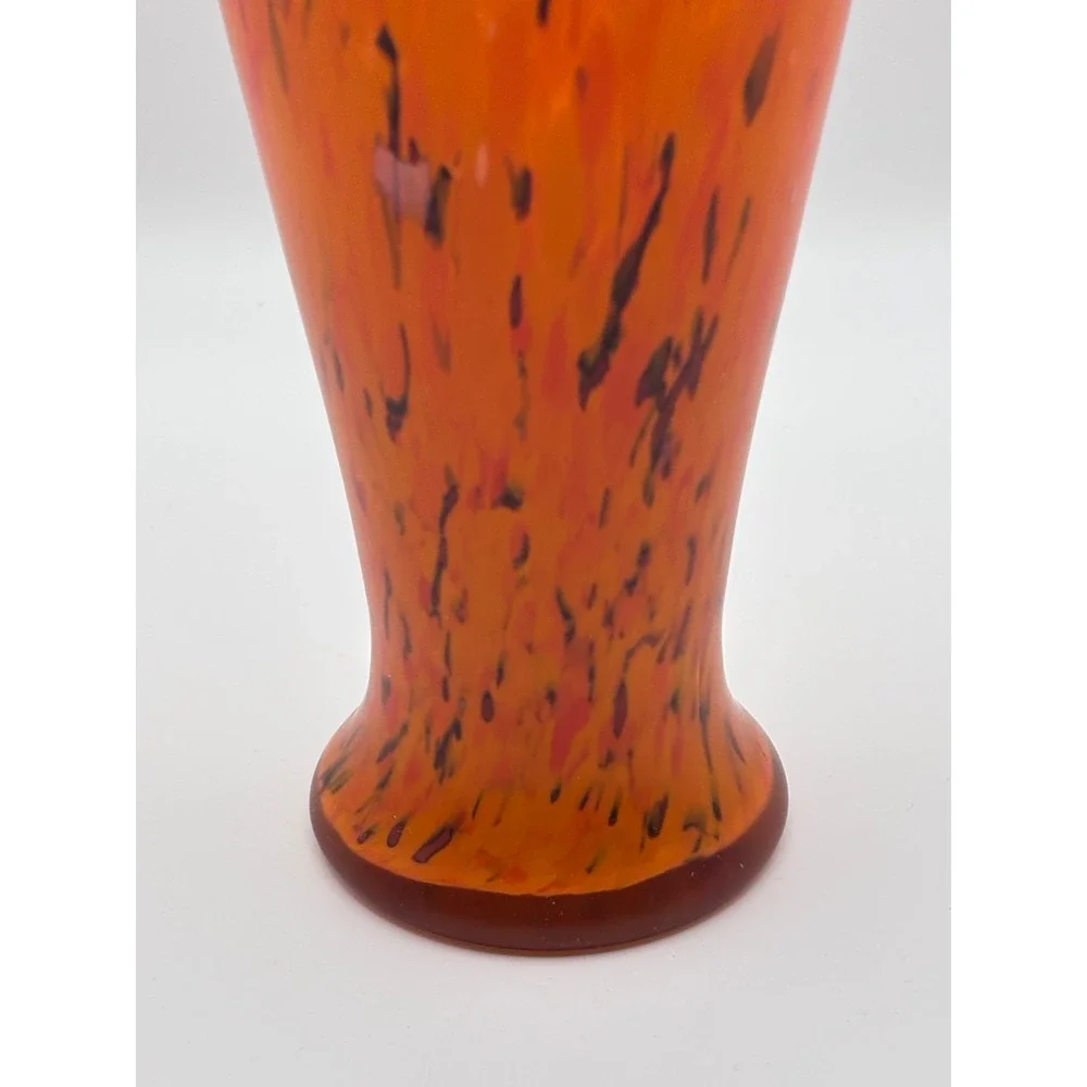 Art Deco Sterling Silver-Mounted Orange Art Glass Bud Vase 7.5